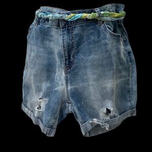 IT AIN’T BEIGE- Upcycled, distressed and bleached cut-off shorts.